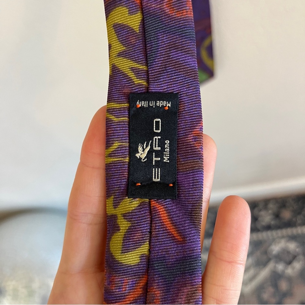 Etro Silk Neck Tie Multicolor Paisley Print - Picture 9 of 12